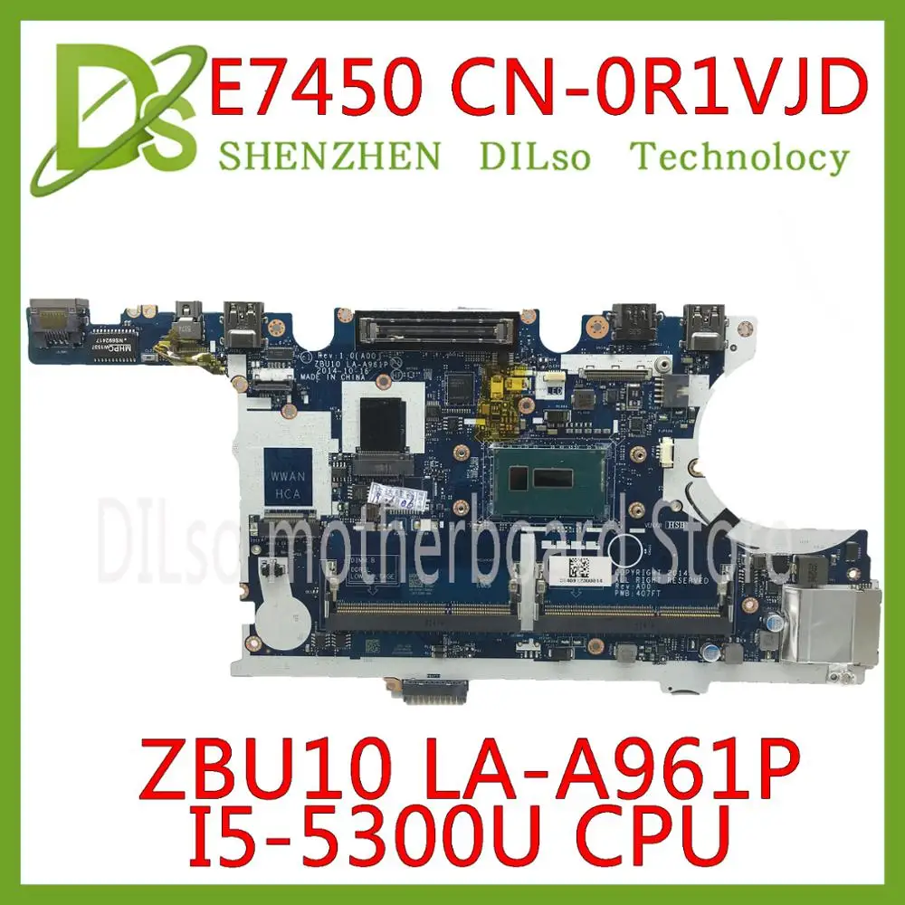 KEFU CN-0R1VJD R1VJD для Dell Latitude E7450 материнская плата ноутбука ZBU10 LA-A961P I5-5300U 100%