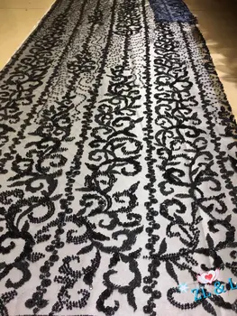 

High-grade beaded tube embroidered full pattern mesh gauze sequins Africa Nigeria lace French tulle wedding dress skirt 5 yards