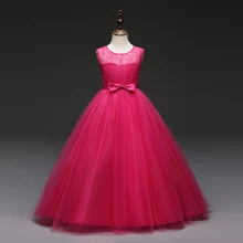 Г. Новые платья для девочек, кружевное однотонное длинное платье детское платье без рукавов вечерние бальные платья принцессы fantasia menina, детская одежда