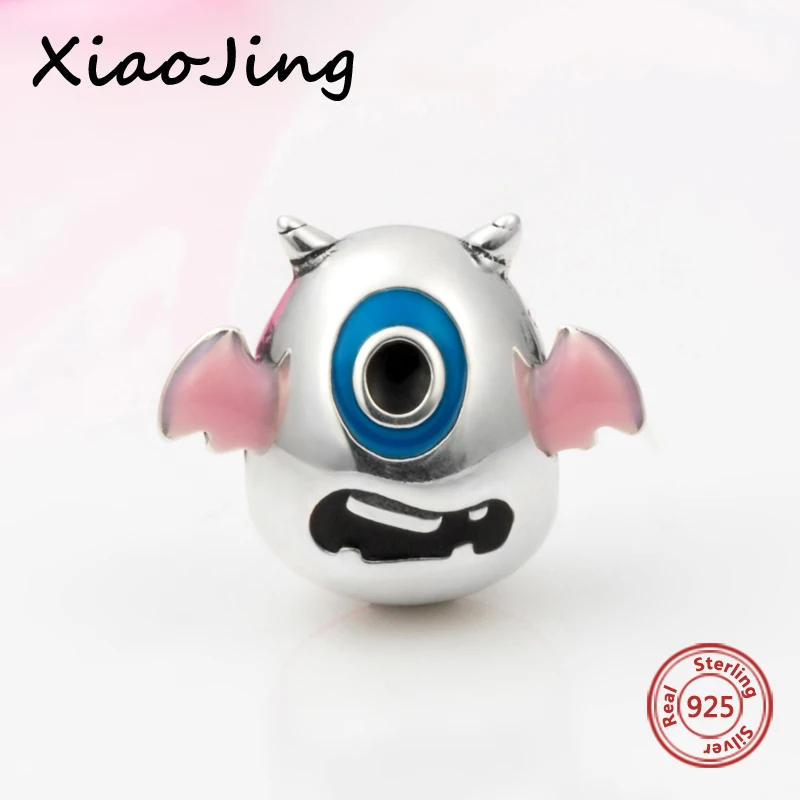 

Hot sale 925 Sterling Silver charms one eyed monster Beads Fit authentic European Bracelet diy fashion Jewelry making men Gifts