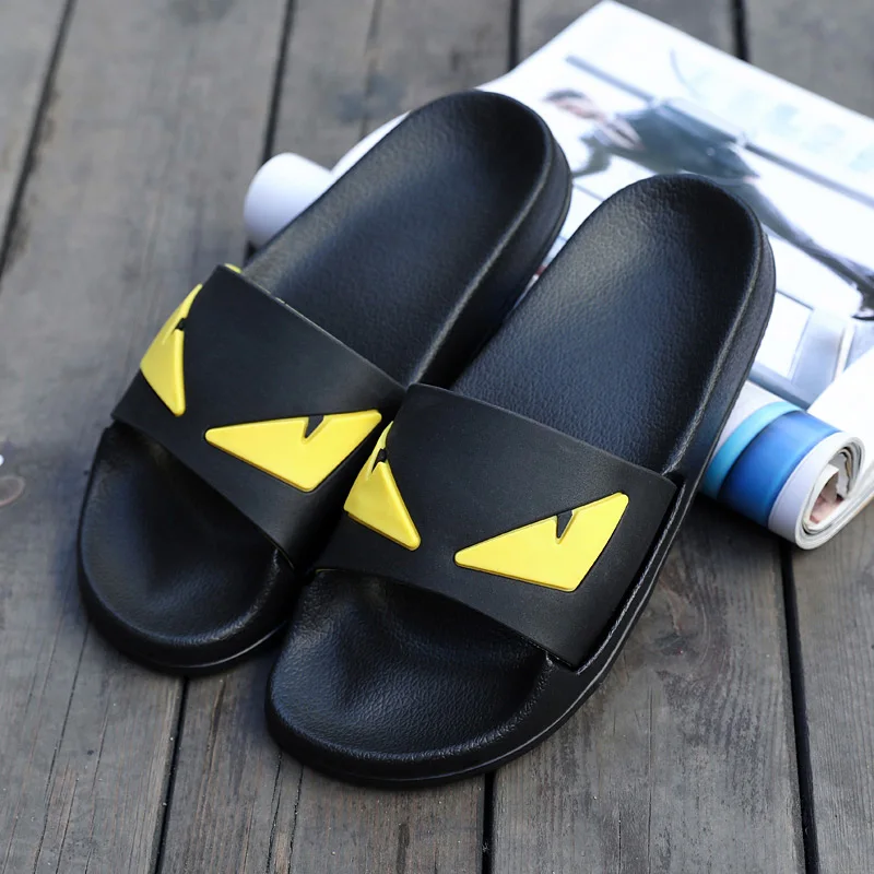 

Summer Slippers Men Beach Slippers Mens Slides Unisex Comfortable Soft Home Indoor Slippers For Couples Funny Monster Eyes