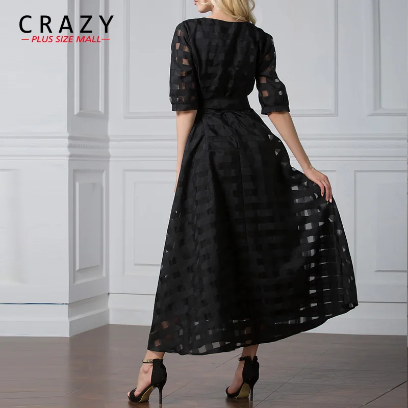 Платье сумасшедшего размера плюс из черной органзы плюс женские вечерние элегантные платья 7XL 6XL 5XL вечерние платья 9065