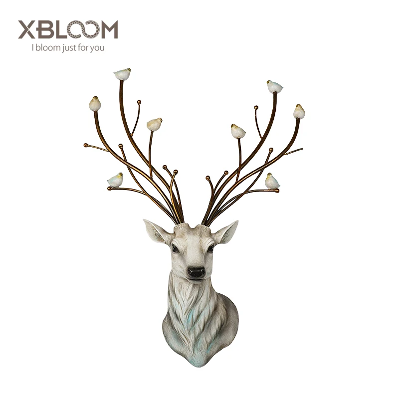 

BLOOM Golden deer flower sculpture art simulation animal home decoration accessories decoracion hogar House decorated statue