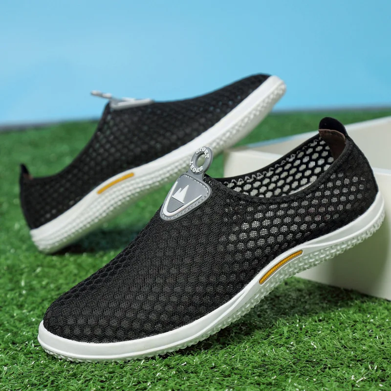 JINBEILEE Spring and Summer Running Shoes Men's Casual Mesh Breathable Sports Shoes Large Size One Pedal Lazy Shoes Men
