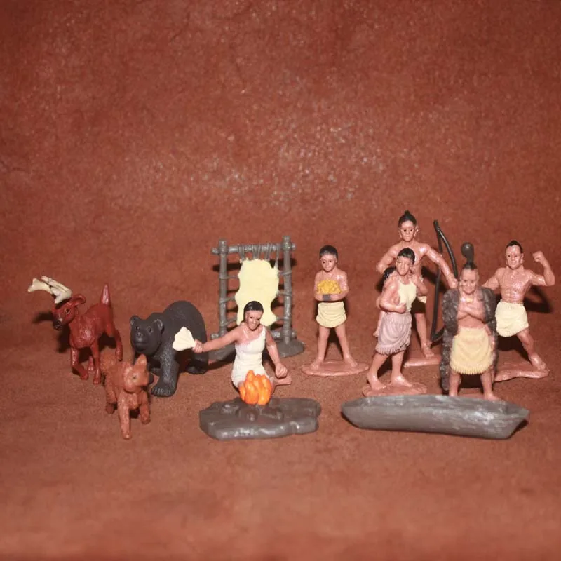 Твердый ПВХ Рисунок имитационная модель toypoitan в индийском стиле олень черный медведь каноэ жизнь сцены 12 шт./компл