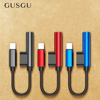 

GUSGU Aux Audio Cable Adapter For iPhone 7 Earphone 2 in 1 For Lighting to 3.5mm Jack Headphone Adapter For iPhone 7 Plus