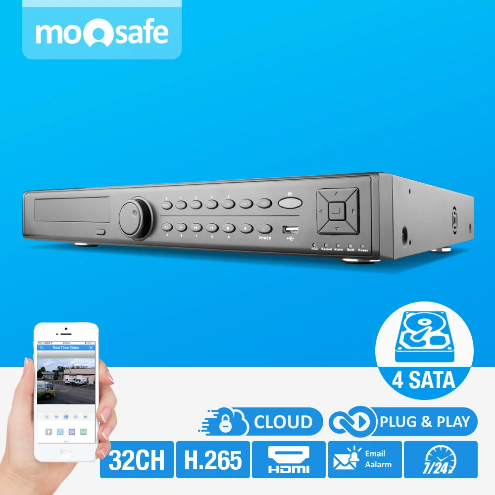 NVR 24CH 1080 P Поддержка 4HDD H.264 VGA/HDMI Выход цифровой сетевой видеорегистратор Onvif Камера