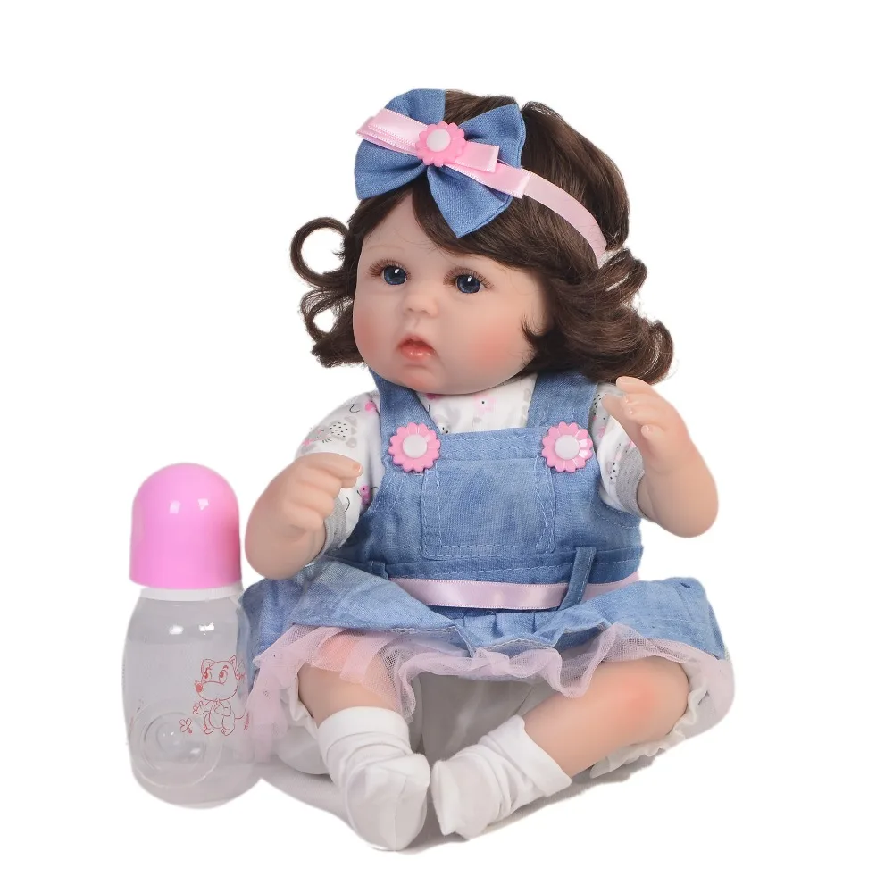 KEIUMI модные мягкие силиконовые 17 дюймовые куклы Reborn Baby локоны волосы выглядят как