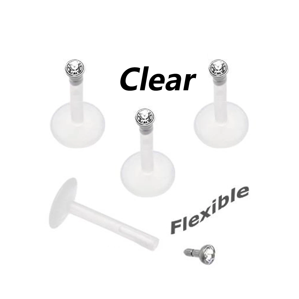 Piercing Jewelry Ear Piercing Jewelry Body Piercing Jewelry Body Jewelry 1Piece Fashion Round Zircon CZ 316l Steel&PTFE Labret Lip Bar Ring Piercing Ear Cartilage Tragus Sexy Girl