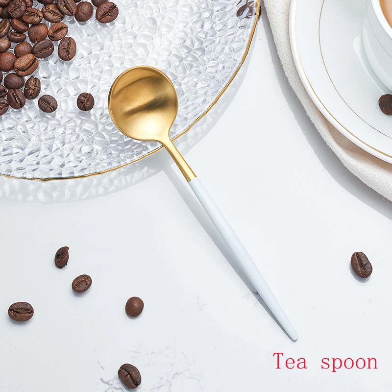 

Spklifey Dinnerware Set Gold Stainless Steel Mixing Spoon Ice Cream Coffee Spoon Teaspoon Cocktail Stirring Spoon