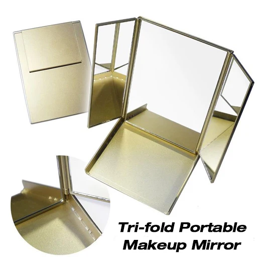 Mini Tri fold Pocket Mirror Makeup Mirror Hand Vanity Table Compact