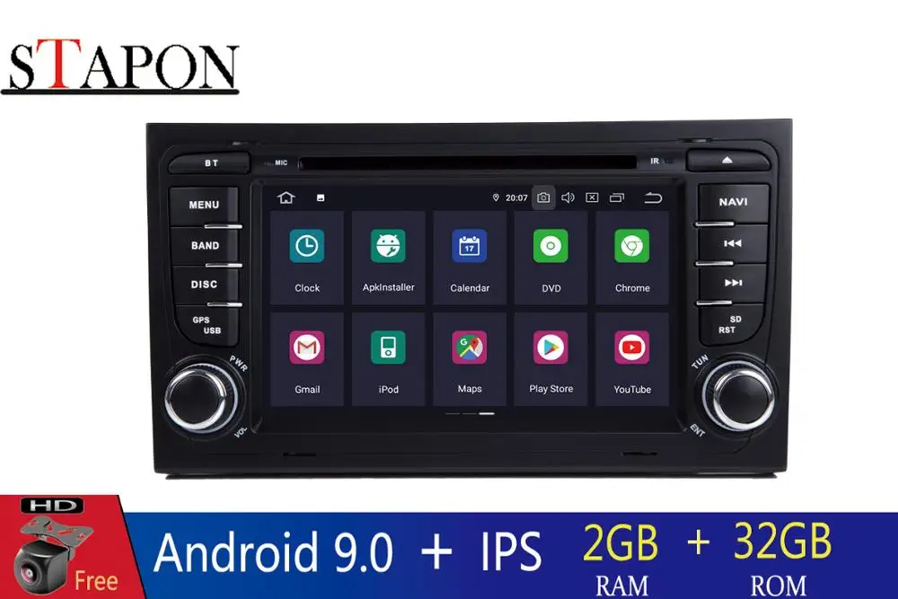 STAPON 2din Android 9,0 четырехъядерный процессор для Audi A4/Seat EXEO 2 Гб ram автомобильный DVD 7 дюймов gps радио с wifi данные беспроводного обмена FM AM DAB