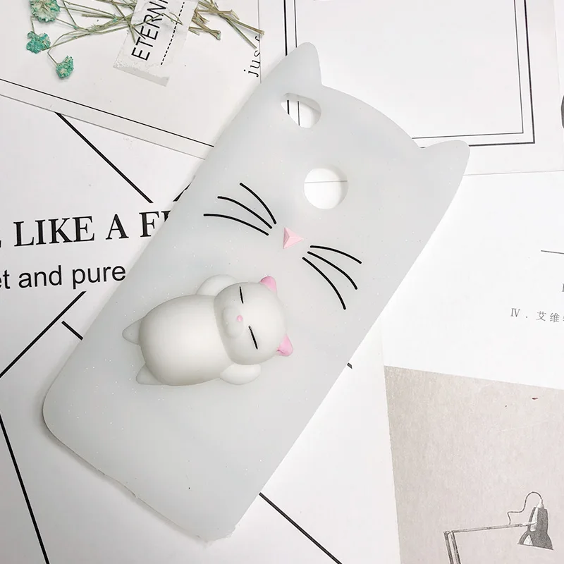 3D Милые чехлы для телефонов с мультяшной бородой и котом для Xiaomi Redmi Note 3 4 4X 5A prime 5 Pro, силиконовый чехол для Redmi 5A 4A - Цвет: white cat squishy