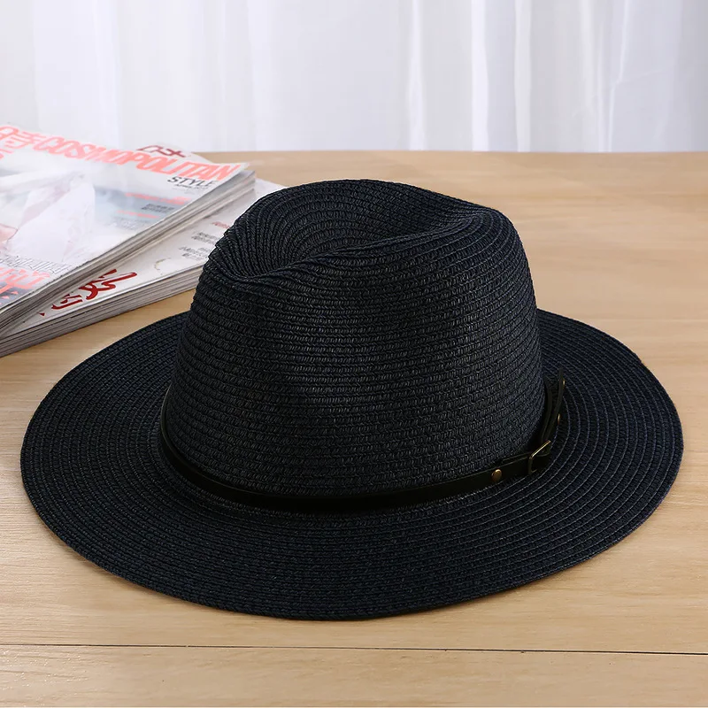 Classic Women Men Summer Toquilla Straw Sun Hat For Elegant Lady Wide Brim Homburg Fedora Sunbonnet Beach Sunhat Panama Cap