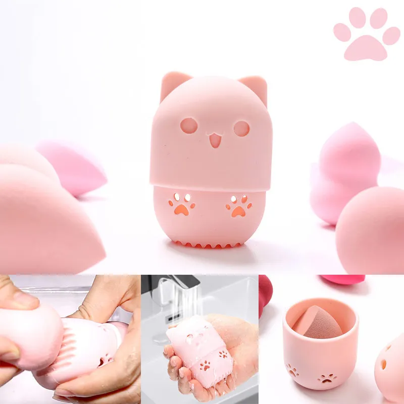 

Beauty Powder Puff Blender Holder Sponge Makeup Egg Drying Case Portable Soft Silicone Cosmetic Blender Sponge Box Holder