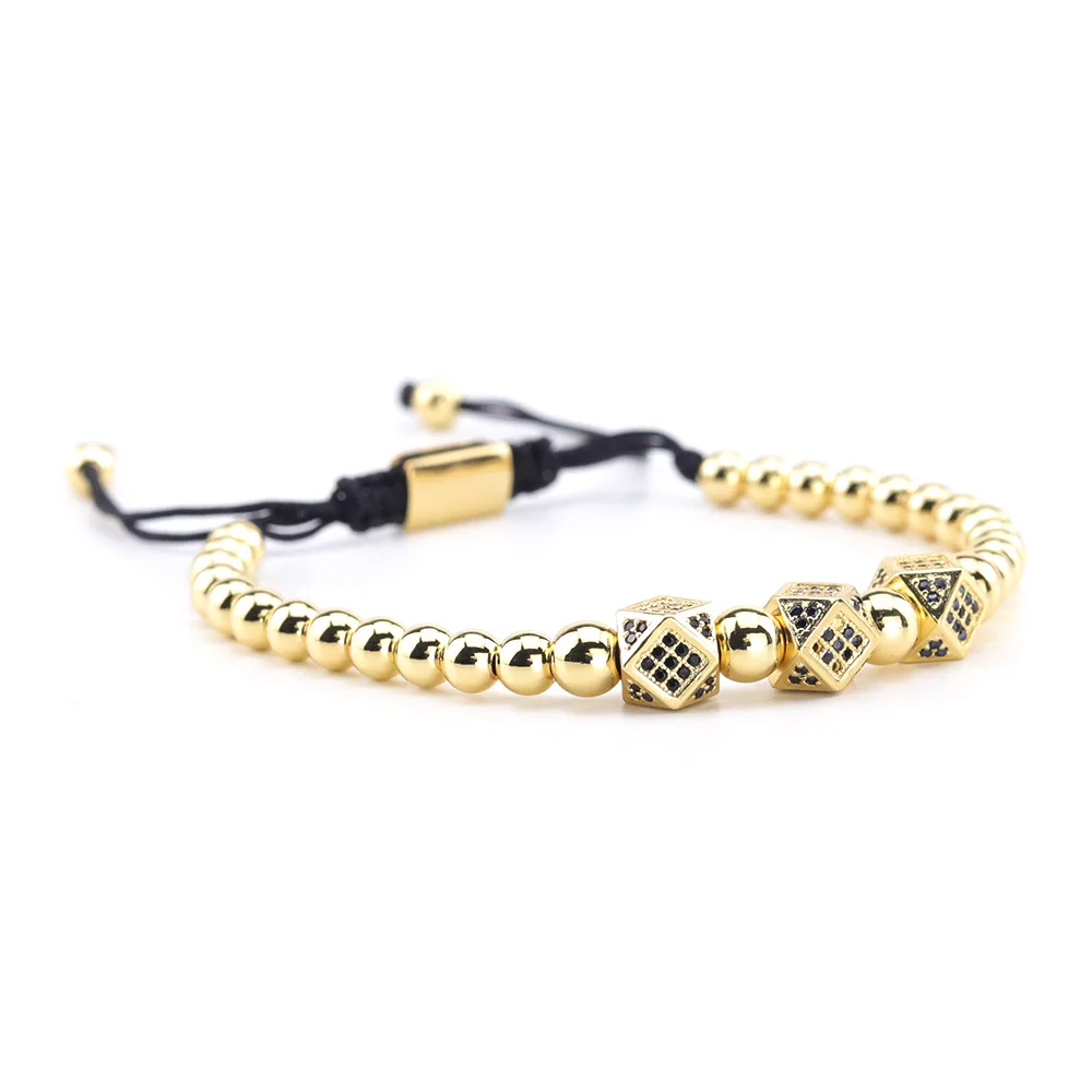 Роскошные циркониевые браслеты с короной, набор из трубки, многоугольник, шармы, медные бусины, Плетенный, макраме, мужские браслеты и браслеты для мужчин, ювелирные изделия - Окраска металла: 4667i