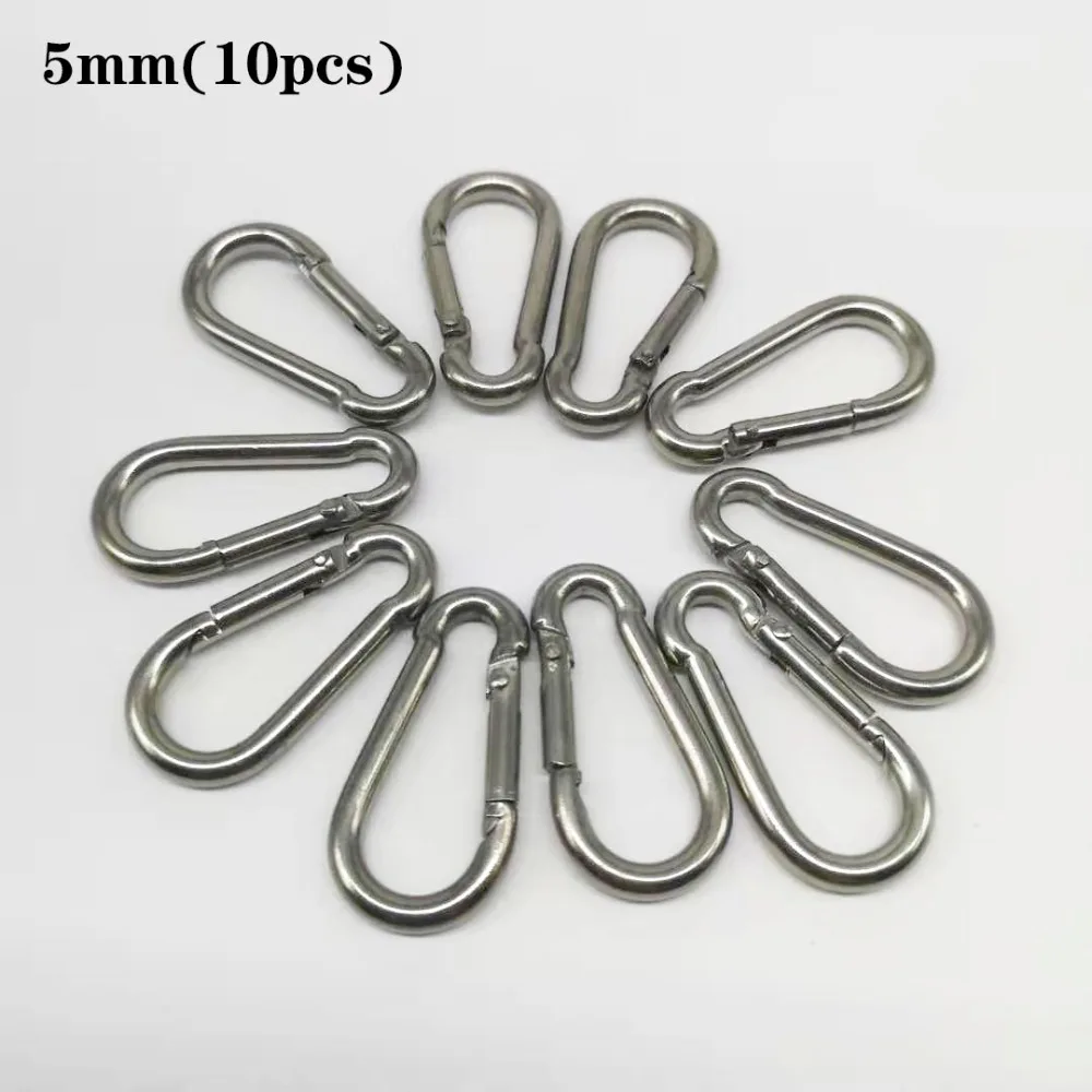 

10pcs 5mm M5 304 Stainless Steel Snap Carbine Snap Hooks