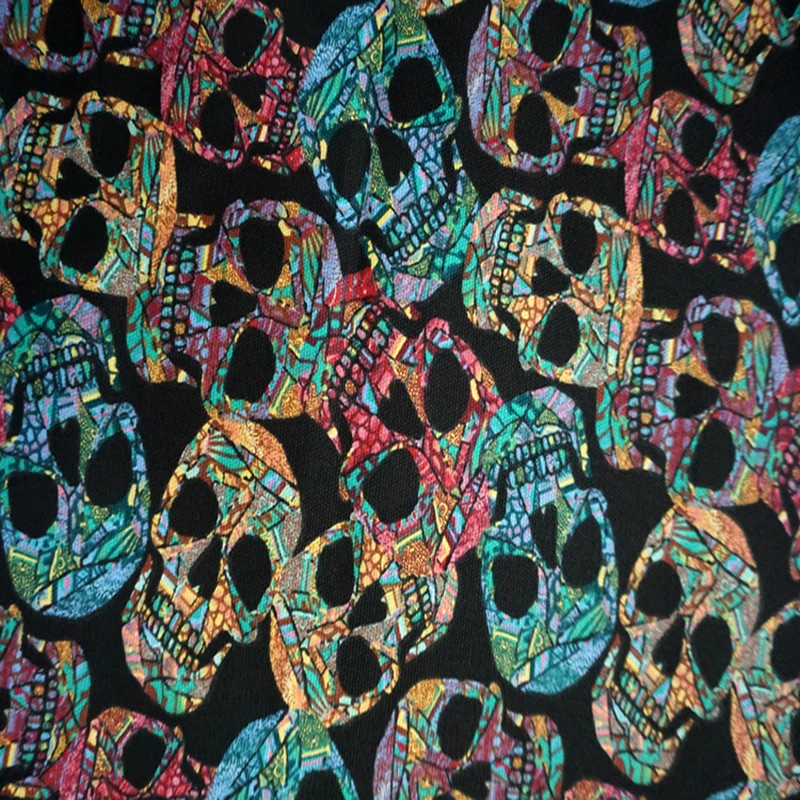 Хорошая широкая 142 см хлопковая холщевая ткань черепа цветная с принтом черепа Ткань Лоскутные Швейные материалы для ручной работы сумка/скатерть/обувь