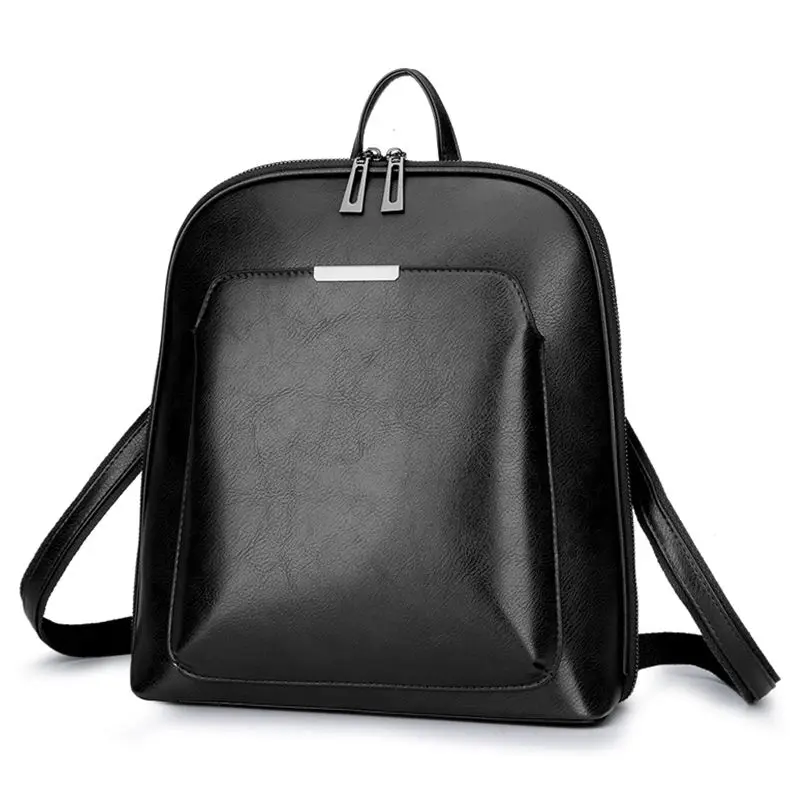 

Vintage Backpack Female Leather Women's backpack Large Capacity School Bag for Girls Leisure Shoulder Bags for Women Black