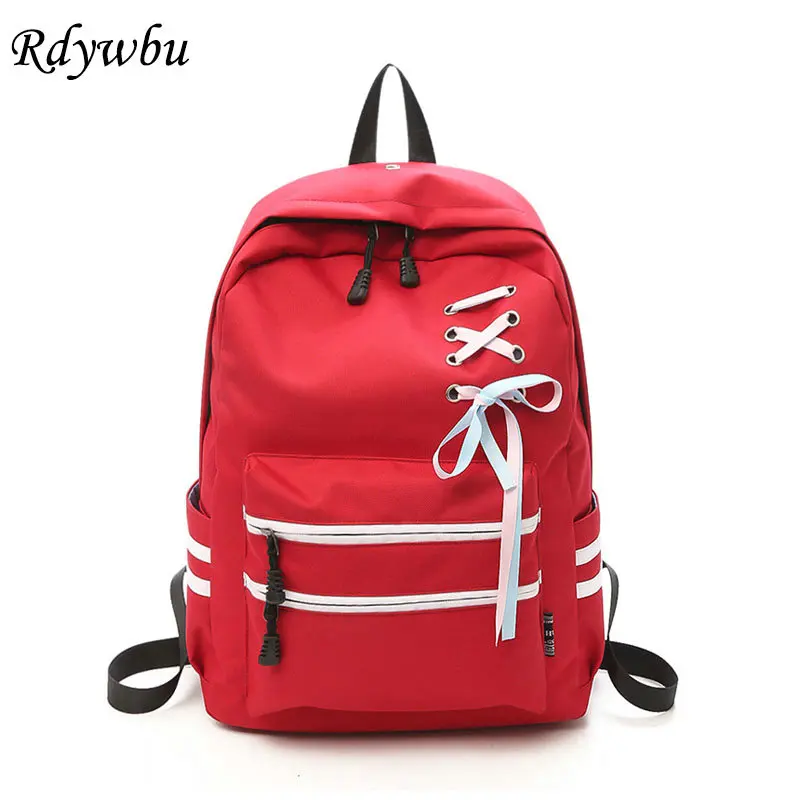 

Rdywbu Harajuku Bow Ribbons Women Backpack Teenagers Large Capacity Campus Schoolbag Girls Casual Nylon Travel Bag Mochila B452