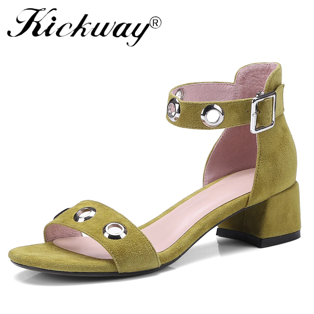 

Kickway Thick Heel Sandals Women 2018 Summer Comfortable Med Heels Open Toe Fashion Pumps Shoes Woman Casual sandalias mujer
