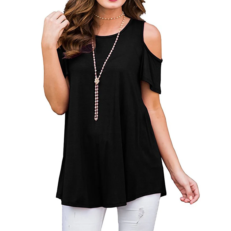 XFHLMJFF Oversized Shirts For Women 2024 Trendy Loose V Neck Solid Color Short Sleeve Tunic Top