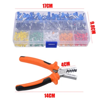 

800pcs Cable Wire Terminal Connectors + Hand Ferrule Crimper Plier Crimp Tool Kit with Plastic Case