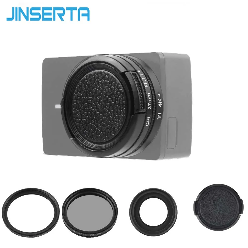 JINSERTA UV CPL Lens Filter+Adapter Ring+Lens Cover for Xiaomi Yi 4K/4K+ Action Camera Lens Accessories High Quality