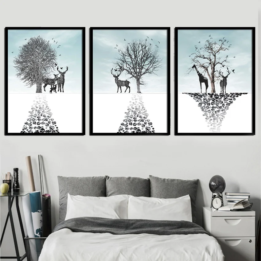 svity wall art canvas painting animal deer pictures for