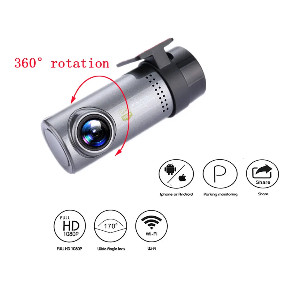 Podofo Smart WiFi DVR Cam 130 градусов Беспроводная Автомобильная видеорегистратор 1080P Full HD