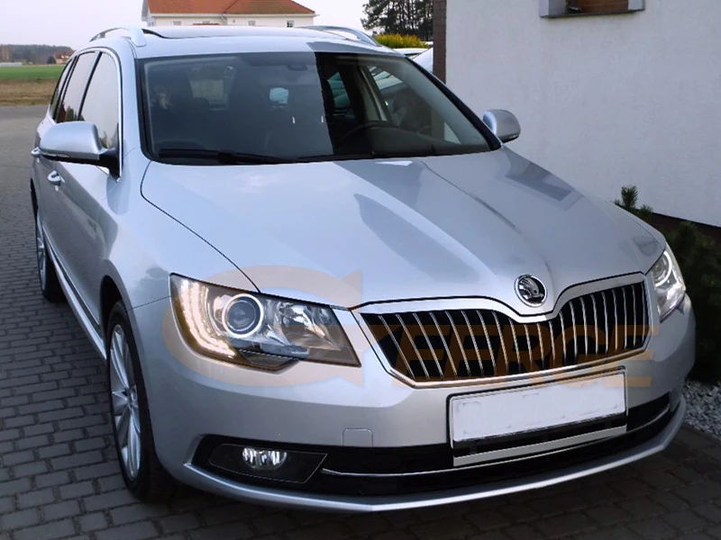 cob led angel eyes SKODA SUPERB 2 II FACELIFT 2013 2014 2015 headlight(7)