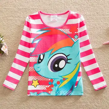 2019 Fashion Children Clothes For Girls T-shirt Striped Kids Tops Spring Long Sleeve Girls t shirt Cotton Cartoon Flower Unicorn 6