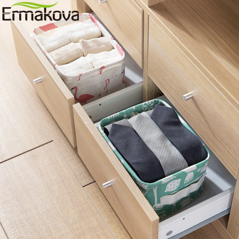 ERMAKOVA Fabric Storage Basket Folding Sundries Bag Nursery Storage Basket Bin Cloth Container Organizer Bin with Handle 3