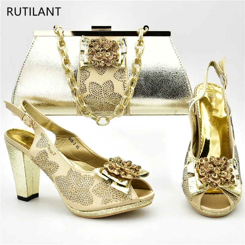 

New Arrival Italian Shoes with Matching Bags for Wedding Woman Shoes and Bags Set African Women Shoes and Bag Set High Quality