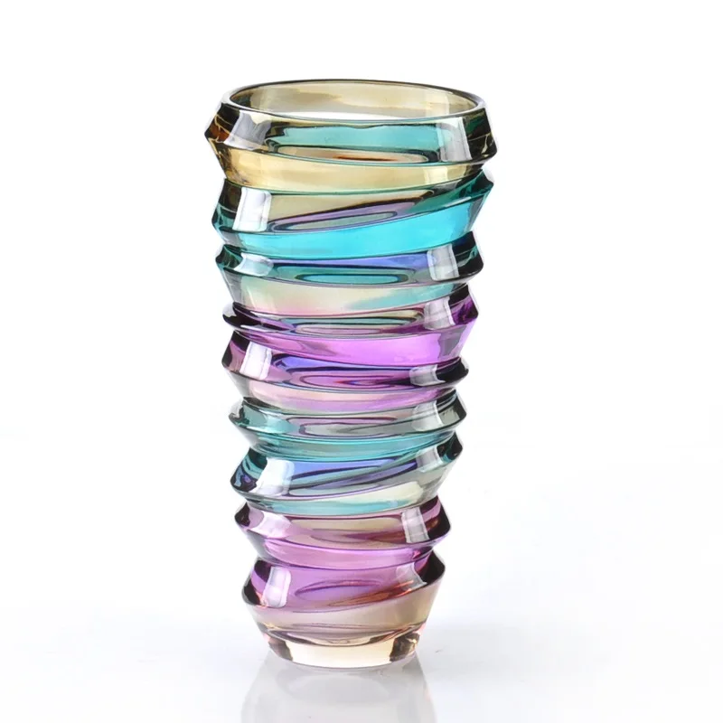 Sparkling Spiral Crystal Glass Flower Vase Decorative Winding Jug