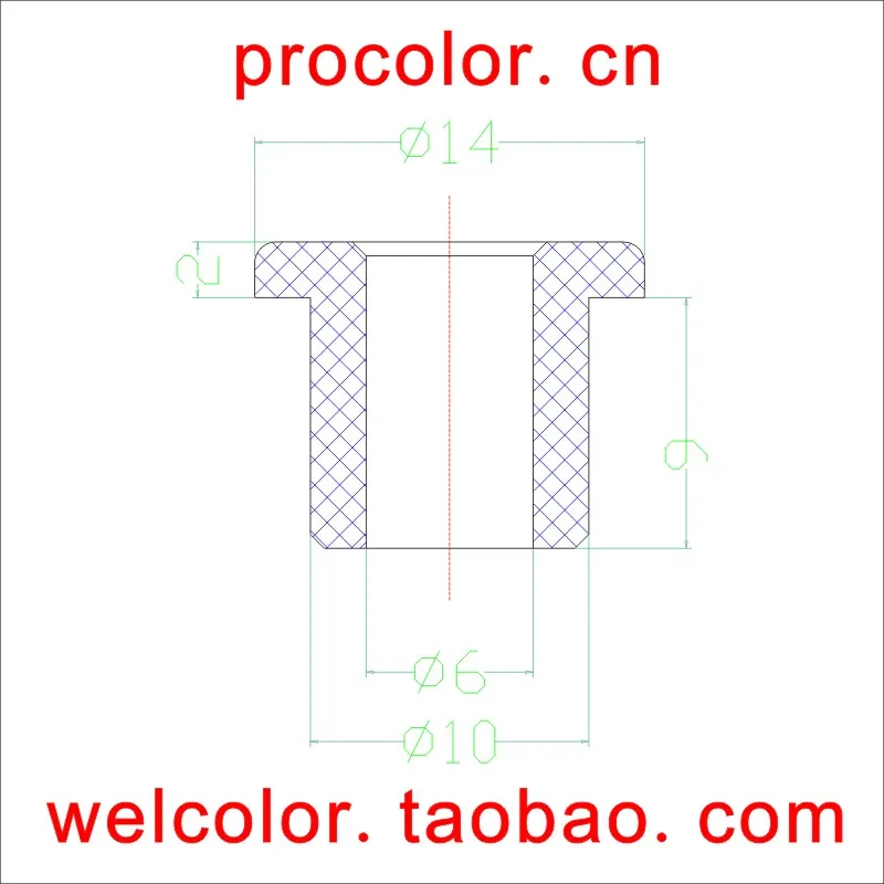

T type silicone rubber Hollow plug single hole Motor Torque Bung OD 25/64" 10 10mm 10.0 mm ID 15/64 " 6MM 6.0 6 mm hole