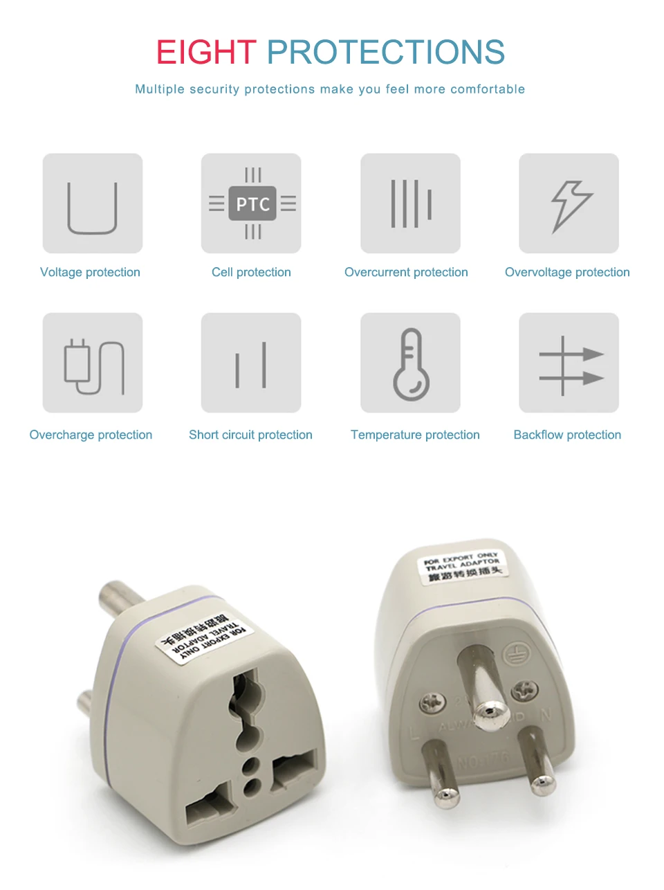 Universal UKUSEUAU to Small South Africa Plug AC Power Multi Outlet Adapter 3 pin Travel Converter Socket India travel (9)