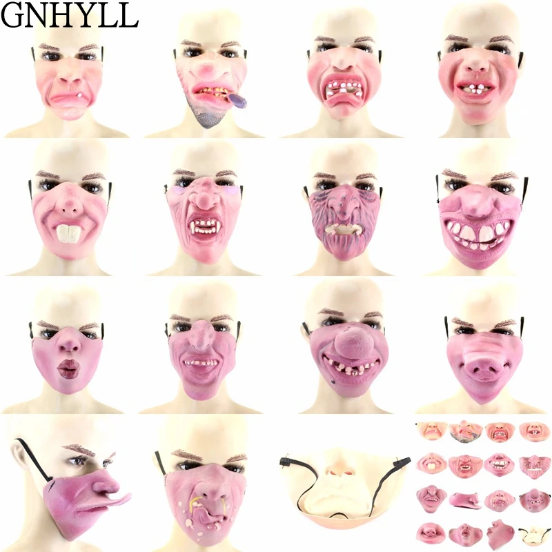 

GNHYLL 14 Color Funny Scary Mask Party Halloween Fool's Day Clown latex Mask Cosplay Costume Half Face Mask