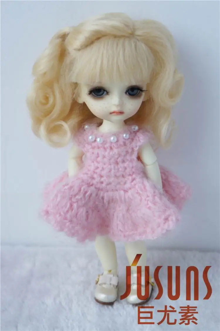 JD242 1/8 1/12 парик для куклы мохеровый милый ребенок курчавый BJD мохеровые парики Размер 4-5 дюймов 5-6 дюймов аксессуары для кукол - Цвет: 5 to 6 inch Beige