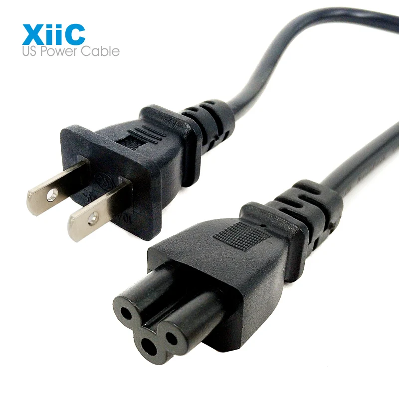 

High Quality 1.5M 5ft US Standards 3 Prong 2 Pin AC Laptop Power Cord Adapter Cable 3*0.75mm American Power Adapter Plug Cable