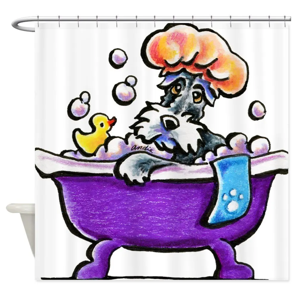 

Schnauzer Bath Shower Curtain Decorative Fabric Shower Curtain Set and Carpets Home Decor Kitchen Door Mats