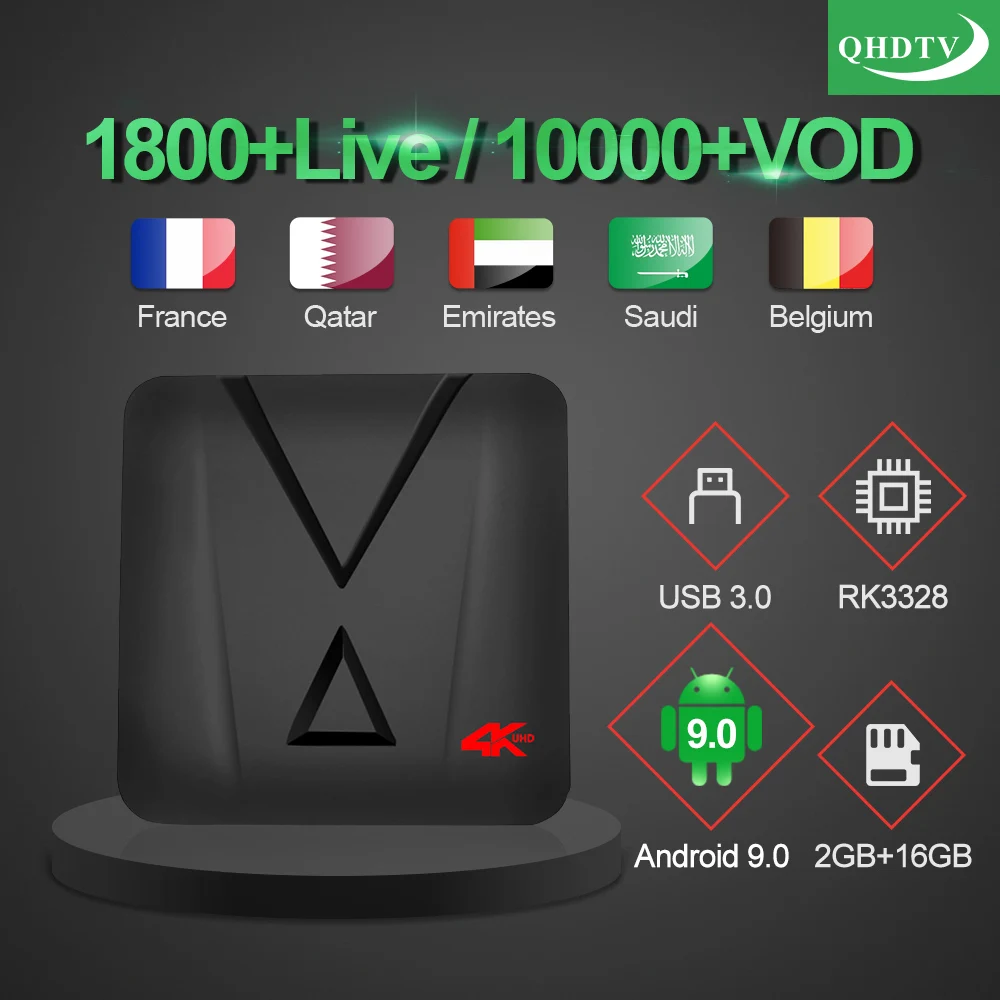 

1 Year QHDTV IP TV MX10 mini French Qatar Netherlands IPTV Subscription 4K TV Box Android 9.0 Belgium Arabic Morocco IPTV France