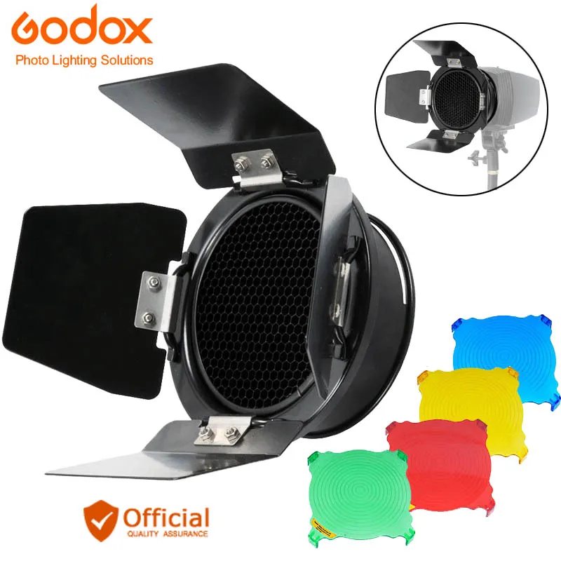 Godox BD-03 дверь сарая с ячеистой сеткой и 4 цветными фильтрующими комплектами