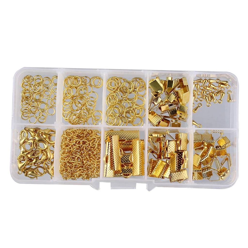 Phenovo Jewelry Making Starter Kit Set Earring Bracelet Necklace Findings  extender chain making crafts -Gold