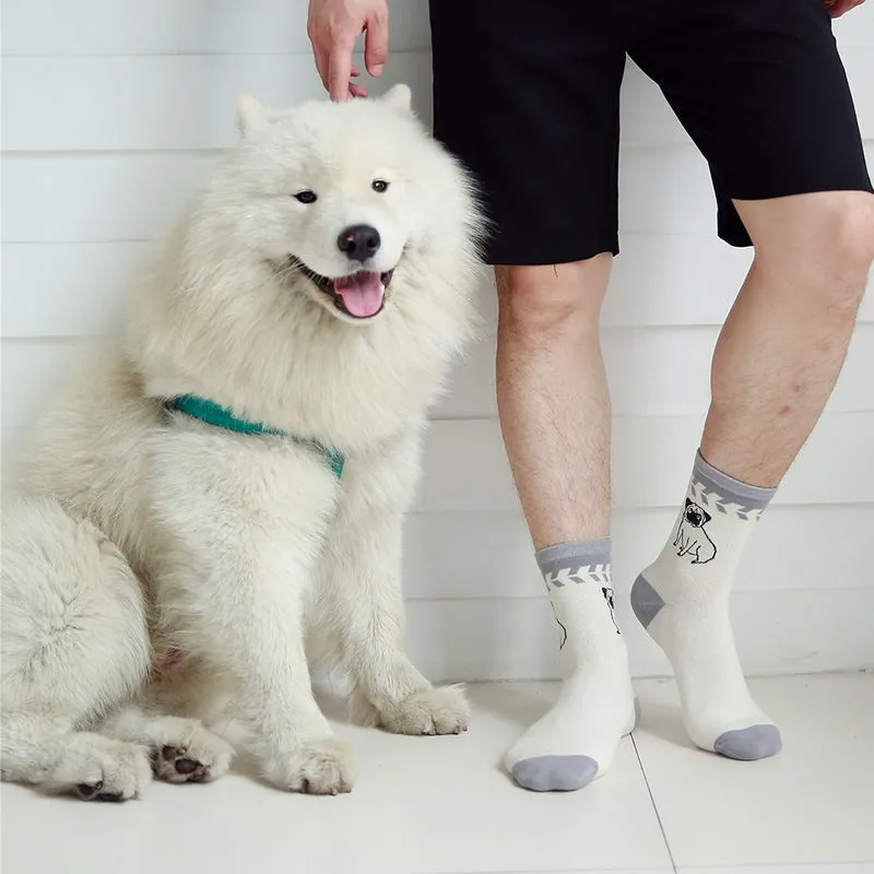 Хлопок Для мужчин Для женщин Хаски Мопсы собаки узор верный пес носки Harajuku моды Забавный Новинка удобные белые модные подарки для Для
