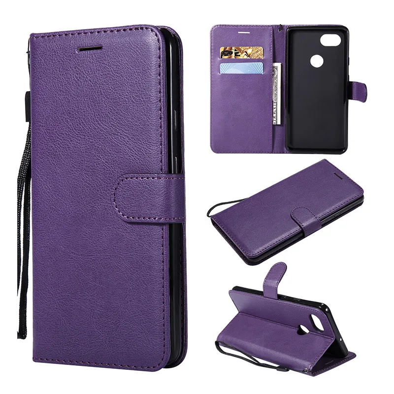 Luxury Plain PU Leather Flip Case For Google Pixel 2 XL Protective Wallet Cover For Google Pixle 2XL With Credit Cards Coque     (4)