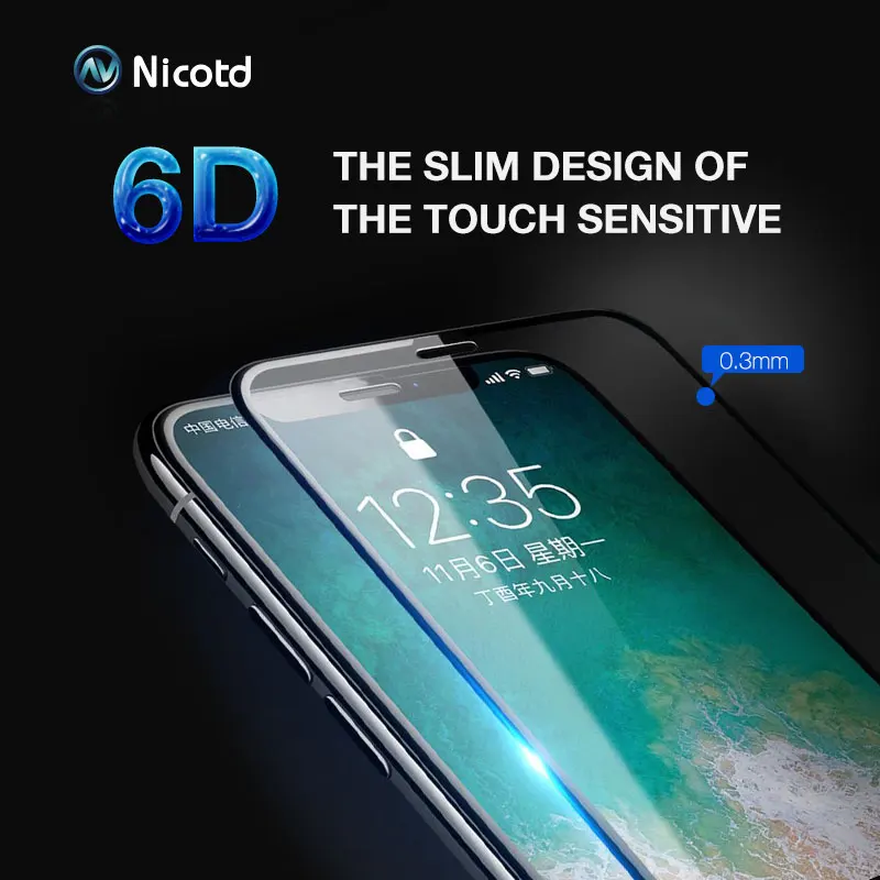 Nicotd Volle Abdeckung 6D Rand Gehärtetem Glas Für iPhone X 7 8 6 6 s Plus Screen Protector Für iPh