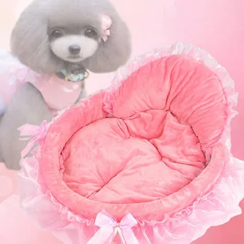 

Cute Lace Princess Circular Dog Basket Beds Pet Cat Puppy Beds Nest Pet Kitten Kennels Cat Dog Beds Luxury Cat Lounger Sofa Beds