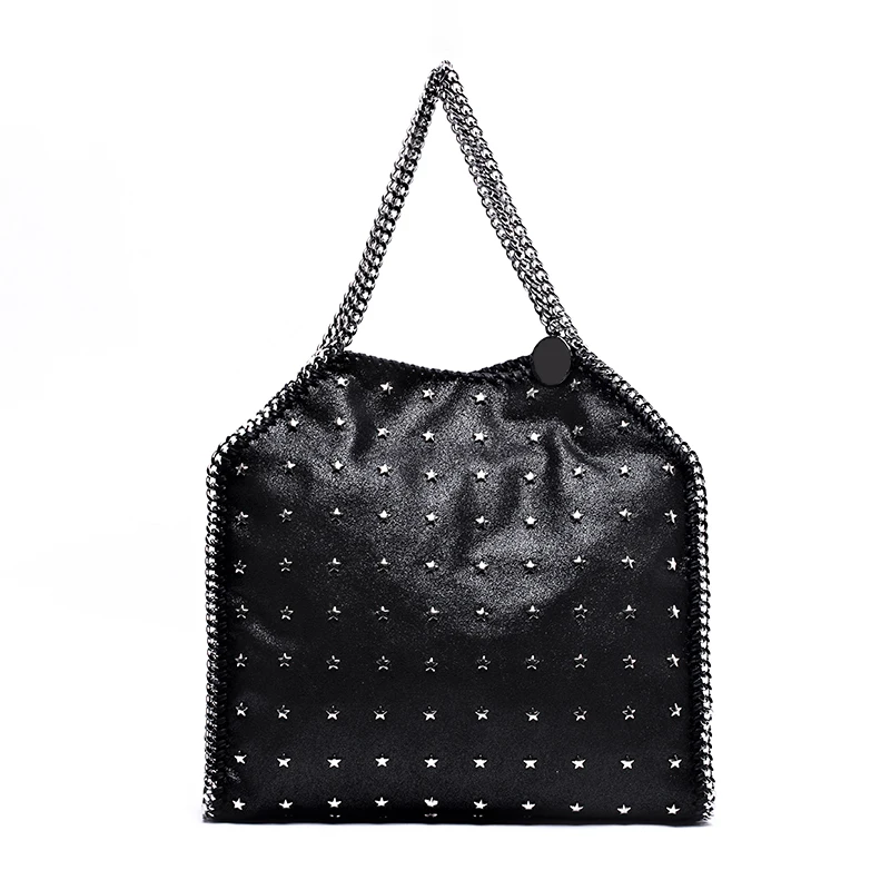 

High quality lady PVC Handbag set with metal rivet decoration bags women shoulder bag 2018 Chain Hand bag hot sale free shipping