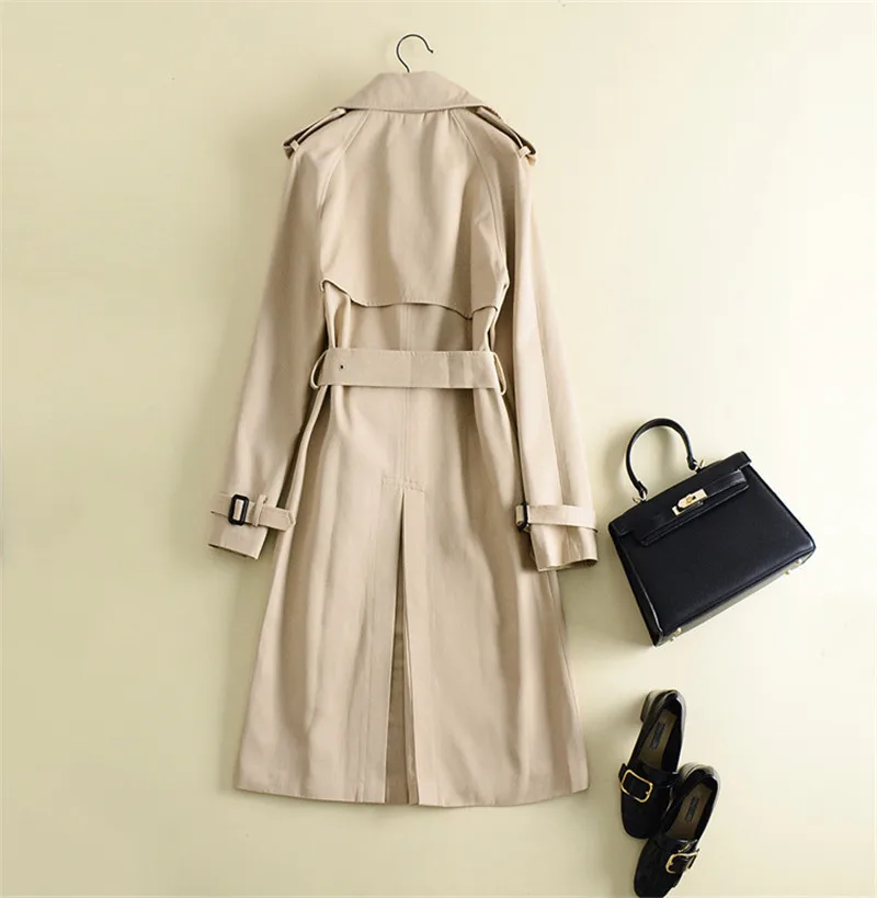 Ceintures Survêtement Manches Automne Double Boutonnage 2018 down Trench Mode À Femmes Poches Corée Manteau Collar Turn Vintage Longues w4T7nFq